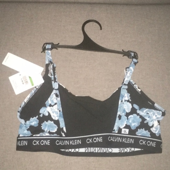 Calvin Klein intimates women's sz large black blue white bra bralette open back - Picture 2 of 13